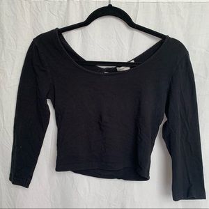 Ambiance Apparel Black Long Sleeve Cropped Top